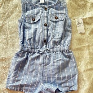 Old Navy Light Blue & White Striped Girls Romper